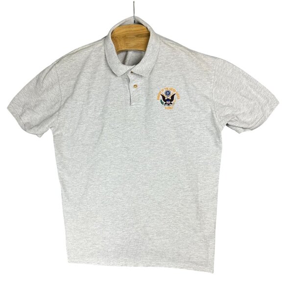 Vtg Embassy Of The United States Kuwait Gray Polo Shirt Men XL Stedman By Hanes - Picture 1 of 9